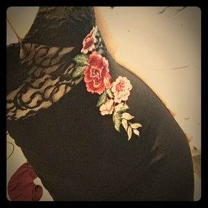 Black dress with flower decal
